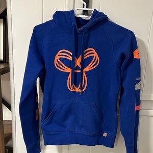 Blue Hoodie with Orange Accents